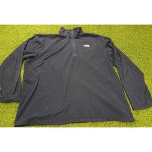 The North Face Fleece Sweatshirt Mens XL‎ Black Logo Quarter Zip Outdoor Winter